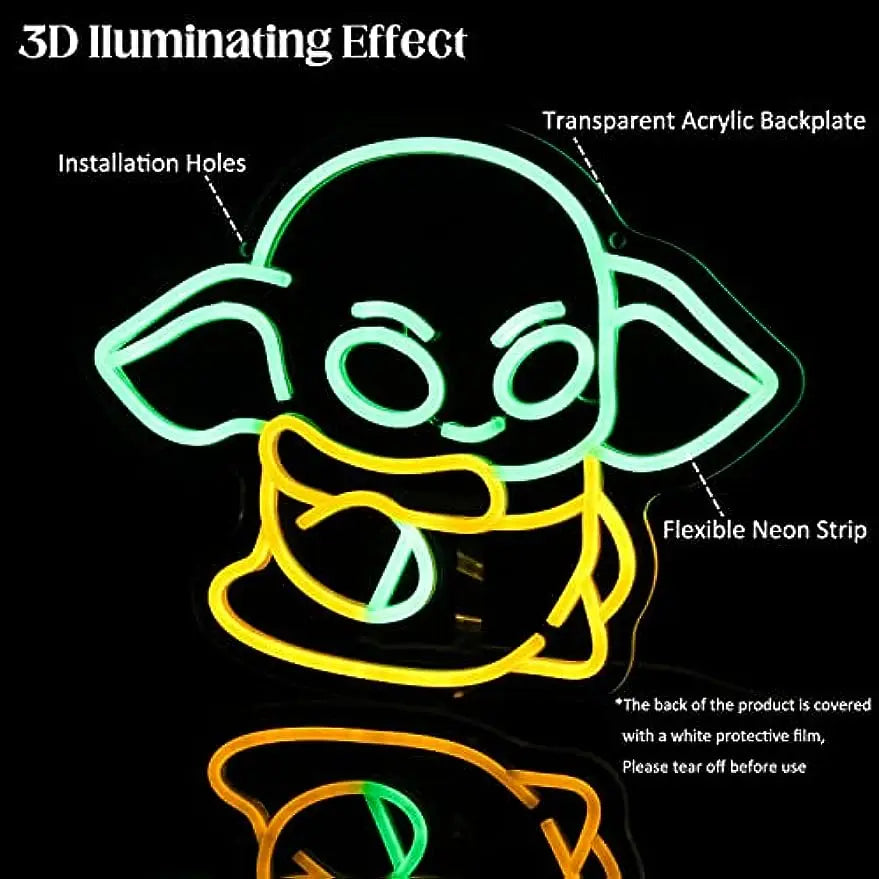 Anime Baby Yoda Neon Light Sign