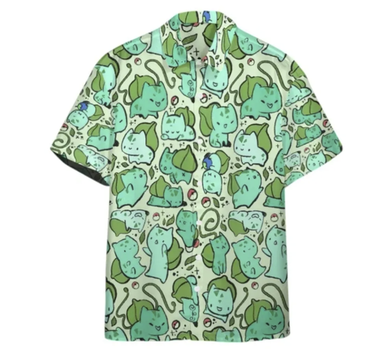 Bulbasaur Hawaiian Button-Up Shirt