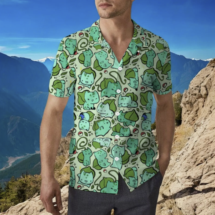 Bulbasaur Hawaiian Button-Up Shirt