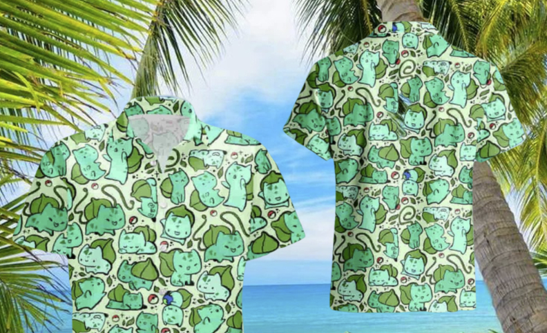 Bulbasaur Hawaiian Button-Up Shirt