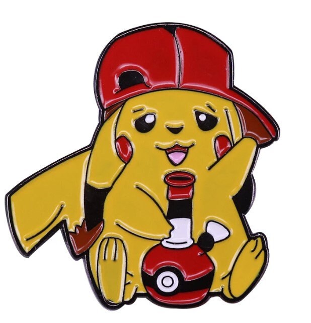 Pikachu Smoking a Bong Enamel Pin