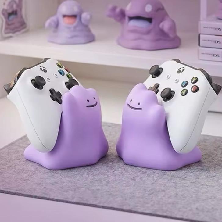 Ditto Game Controller Stand Holder, Gaming Game Room Home Decor, Anime Character Poke Purple Smiley Face Remote, Gifts for Him, Organizer Desk