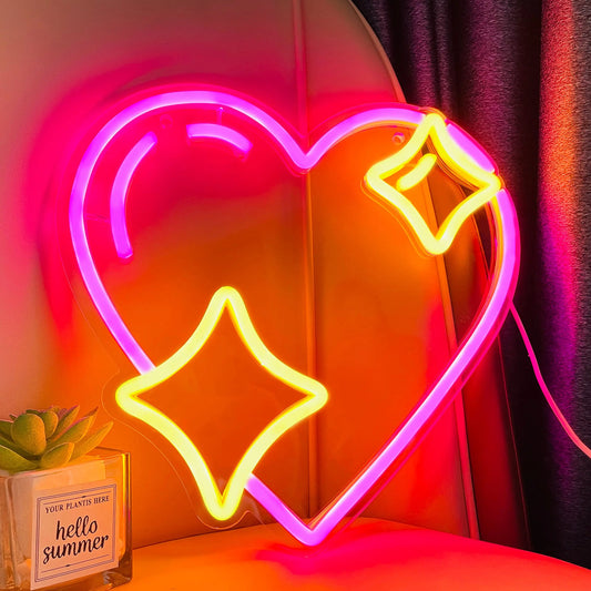 Sparkling Heart Emoji Neon Light Sign