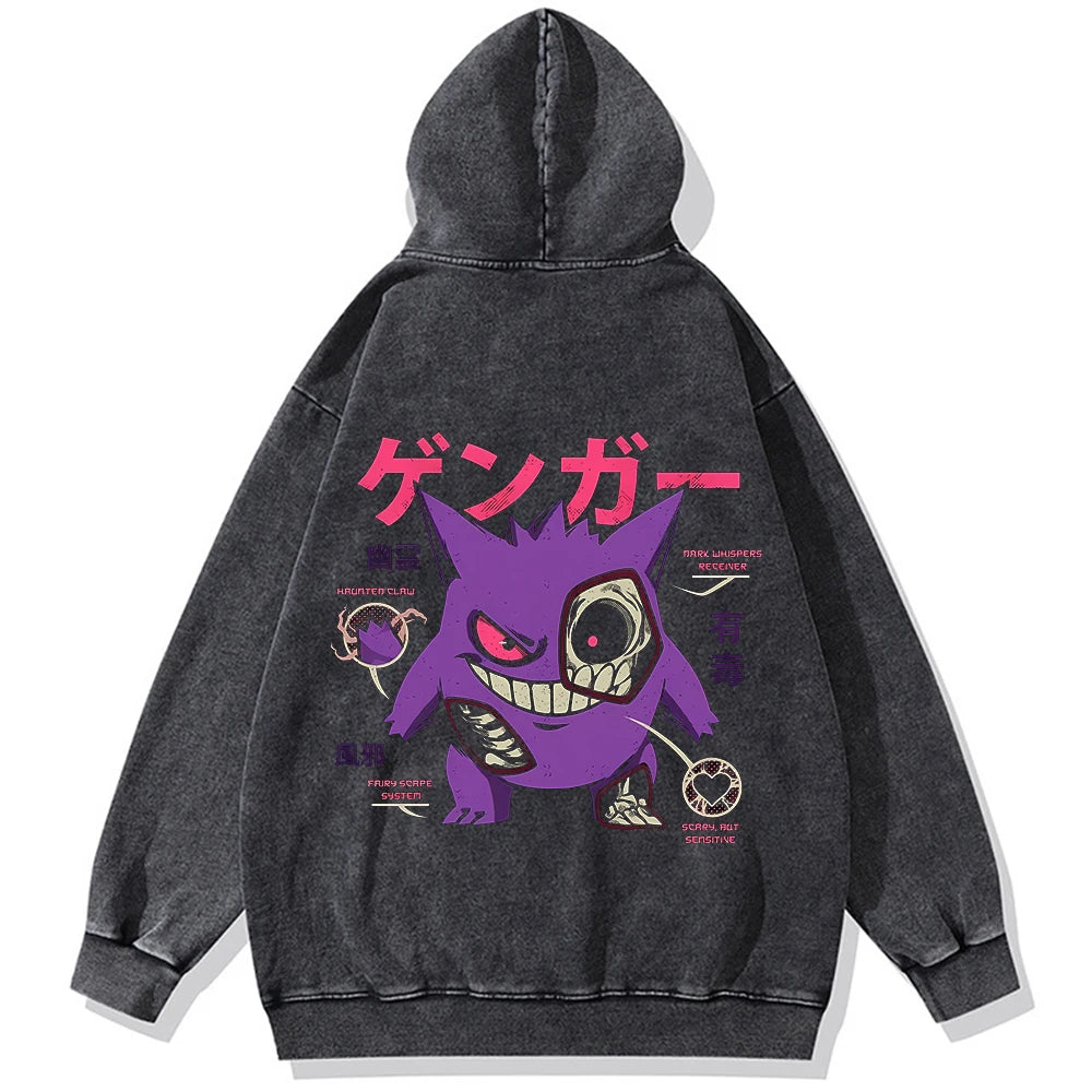 Skeleton Gengar Mineral Washed Hoodie