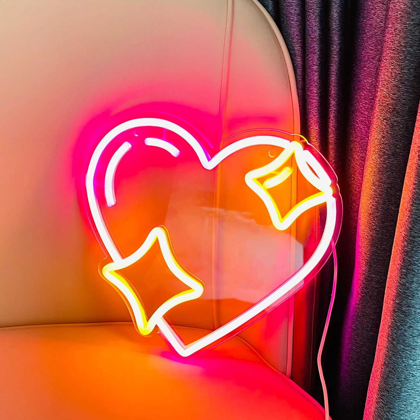 Sparkling Heart Emoji Neon Light Sign