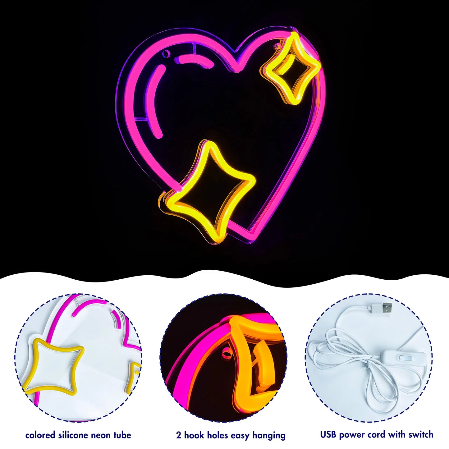 Sparkling Heart Emoji Neon Light Sign