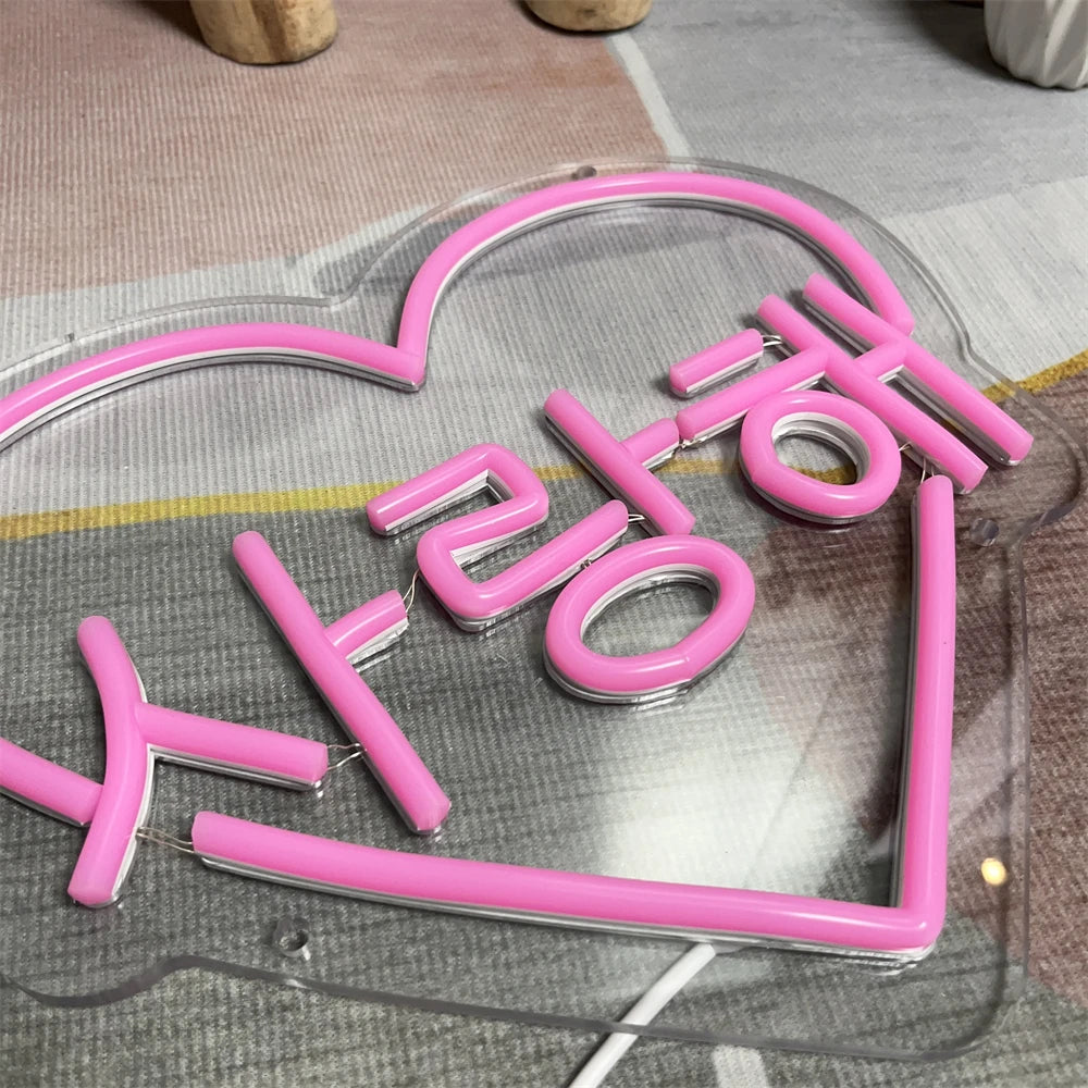 Korean I Love You Heart Neon Light Sign