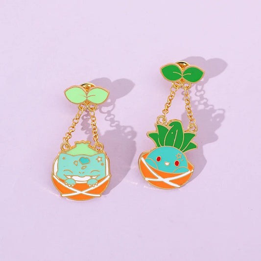 Bulbasaur and Oddish Chain Enamel Pin