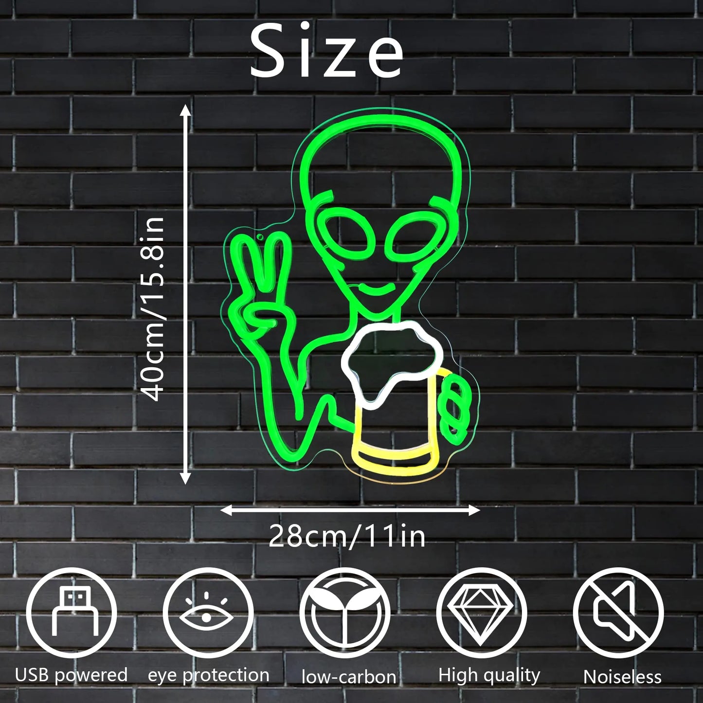 Alien Holding Beer Neon Light Sign