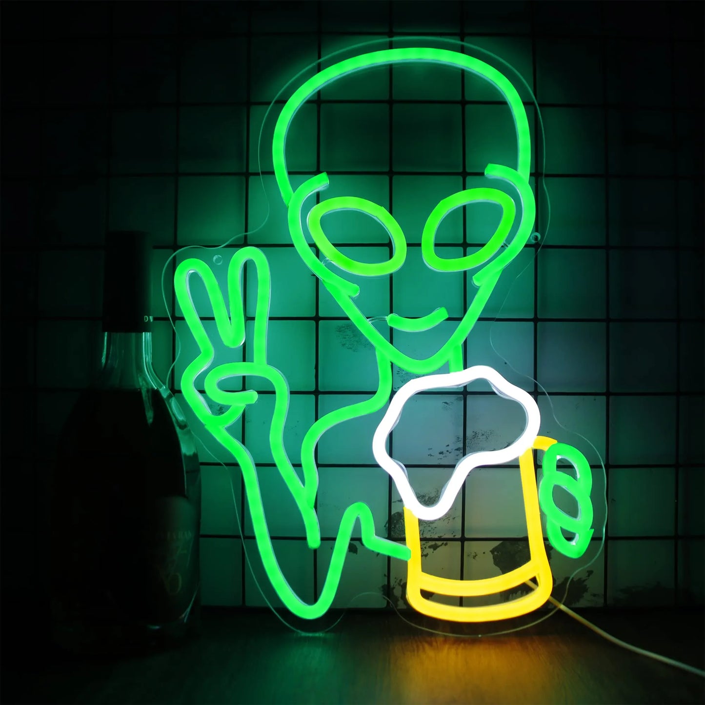 Alien Holding Beer Neon Light Sign