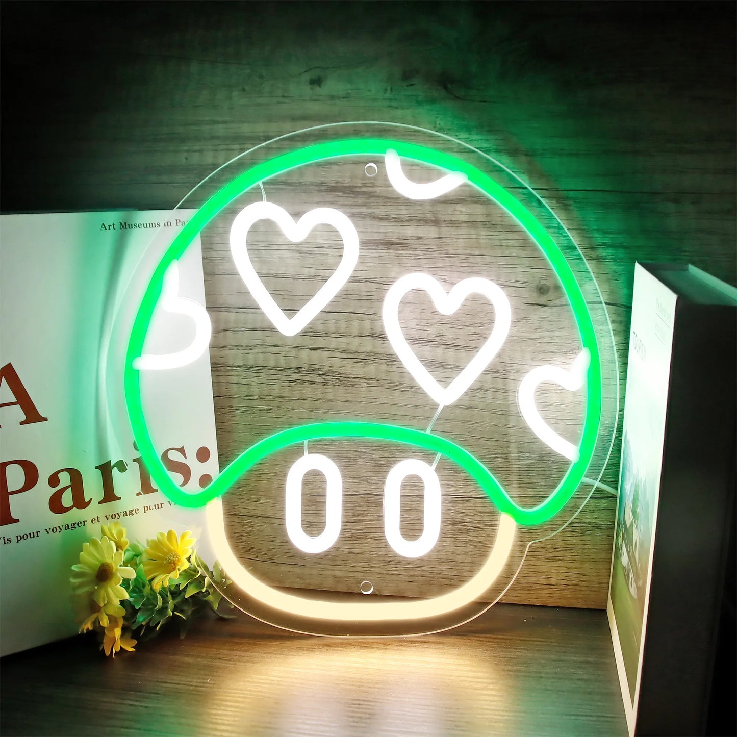 Green Heart Mushroom Neon Light Sign