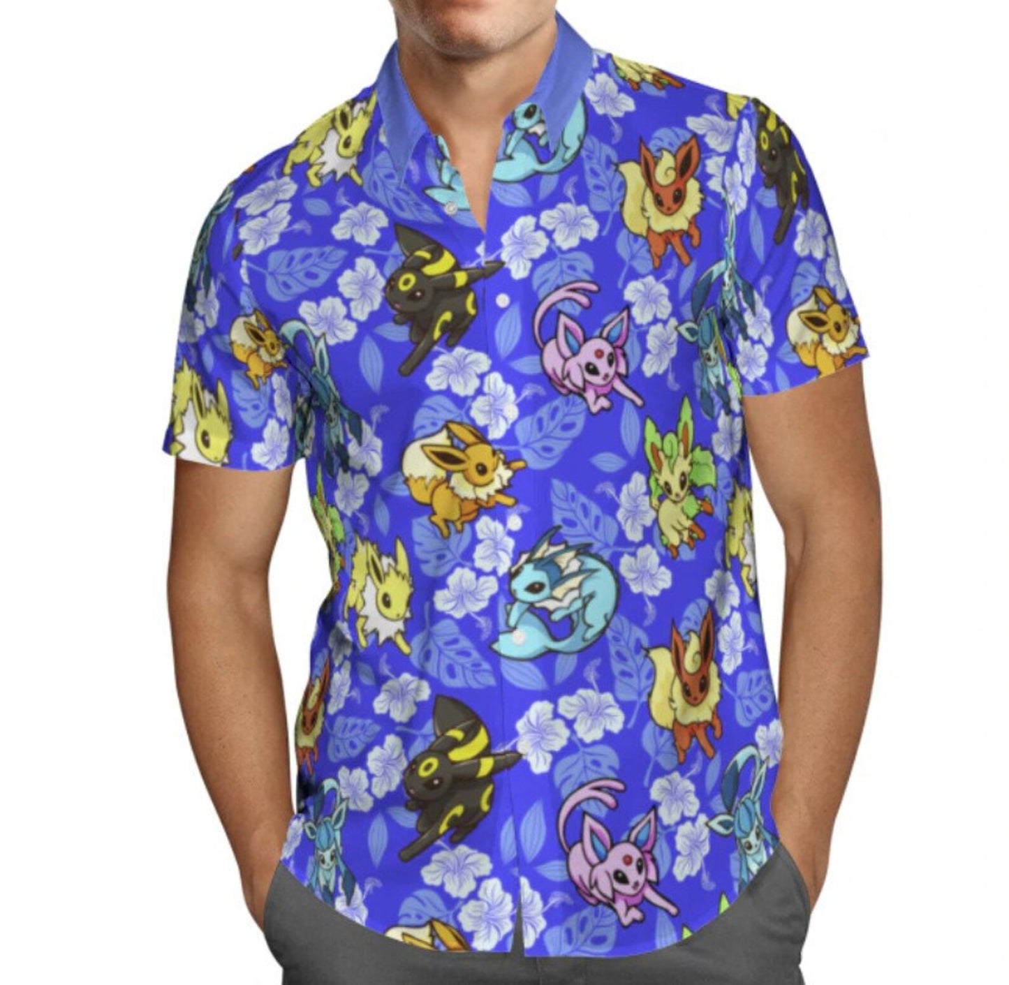 Anime Eevee Button-Up T-Shirt